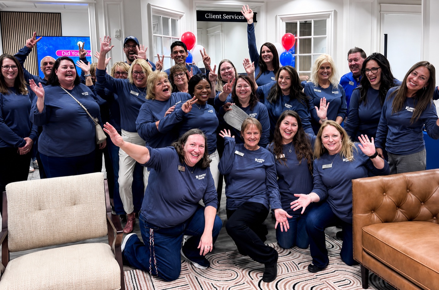 The Liberty Savings Bank team celebrating together